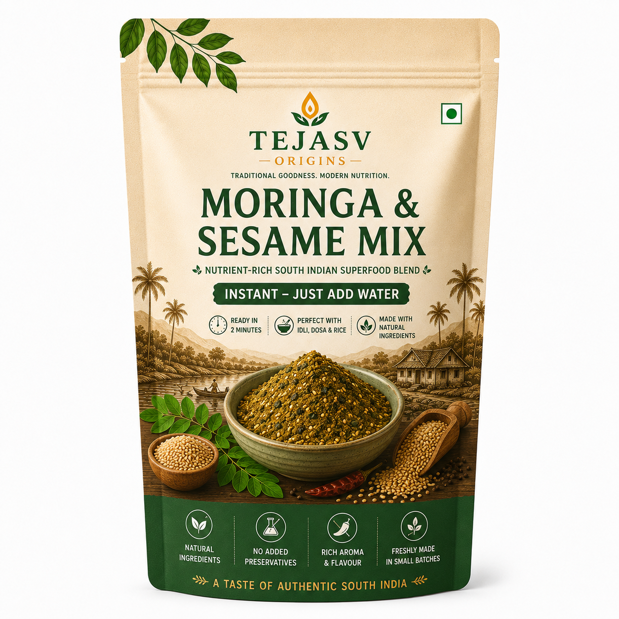 Moringa & Sesame Podi - Nutrient-Rich South Indian Superfood Blend