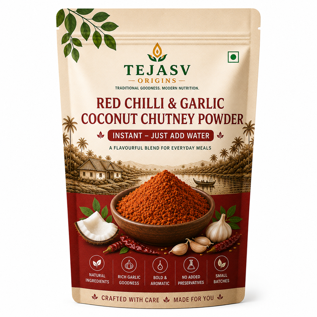 Red Chilli & Garlic Coconut Chutney Powder - Bold South Indian Recipe
