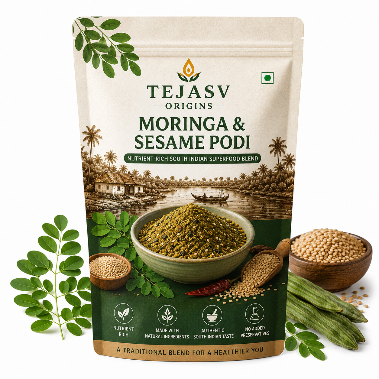 Moringa & Sesame Podi - Nutrient-Rich South Indian Superfood Blend