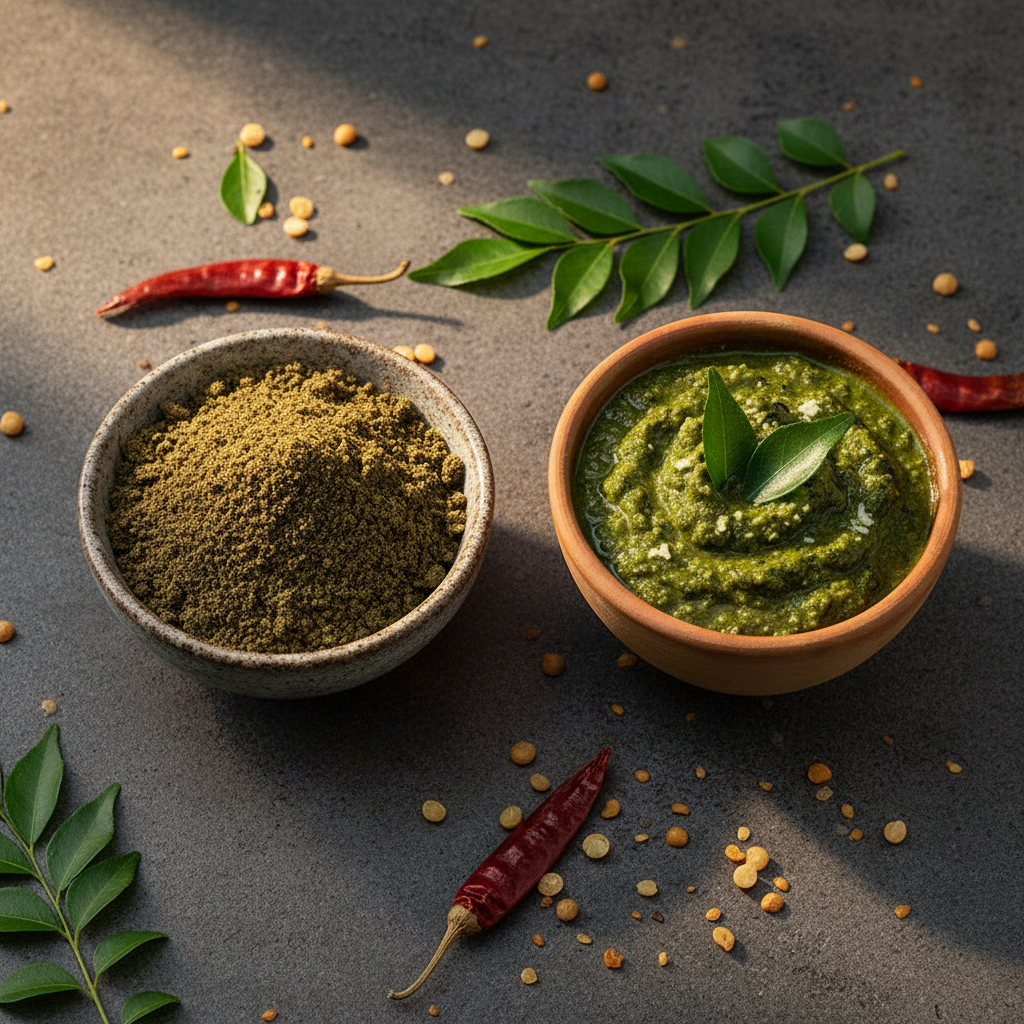 Curry Leaf Chutney Powder – Before & After