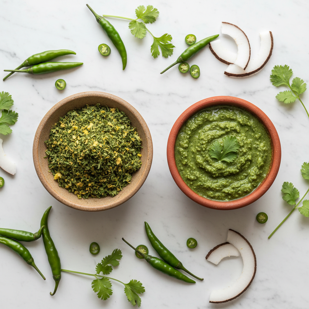 Green Chilli Coriander Chutney – Before & After