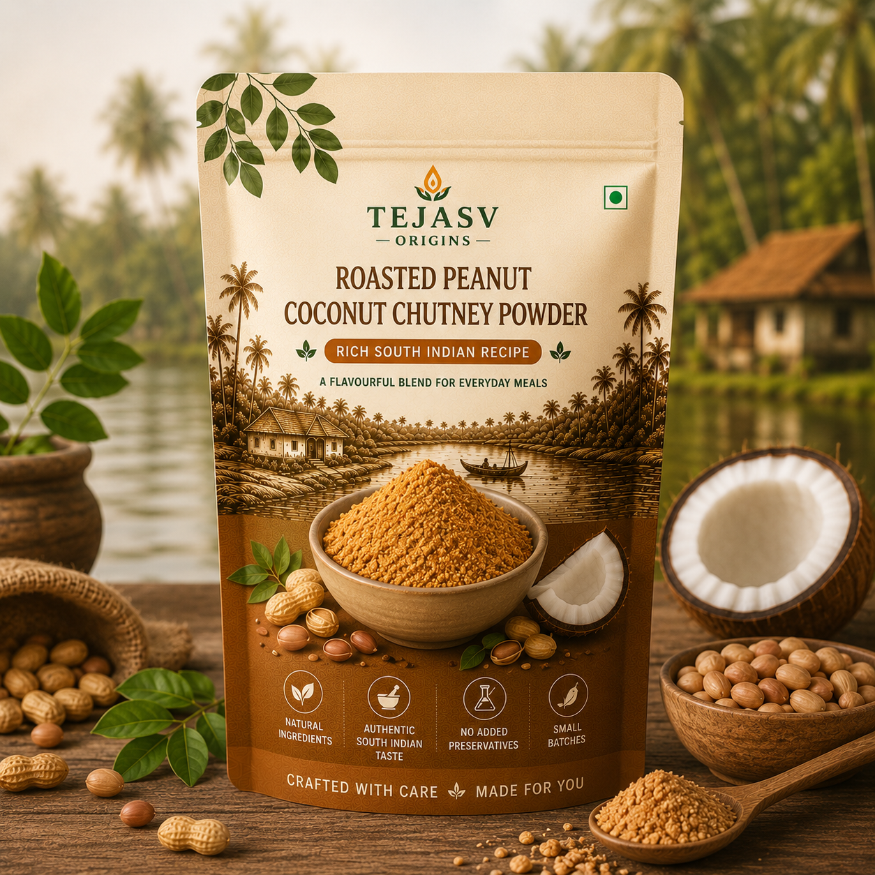 Roasted Peanut Coconut Chutney Powder - Rich South Indian Recipe